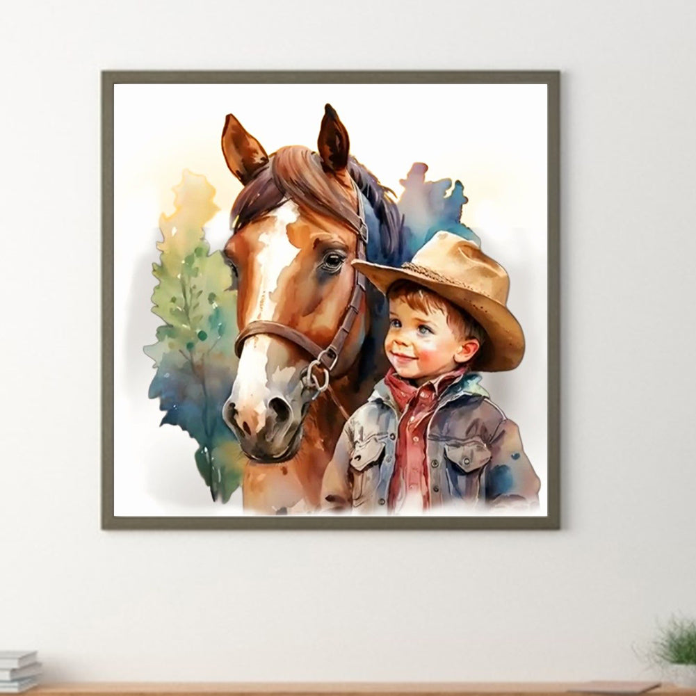 Western Cowboy Doll - Full Round Drill Diamond Painting 30*30CM