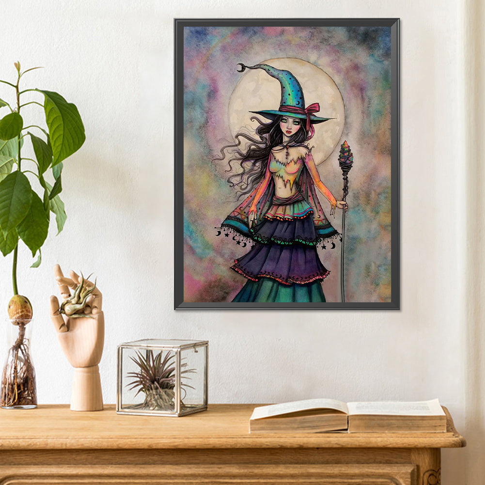 Witch Under The Moon - Full Round Drill Diamond Painting 30*40CM