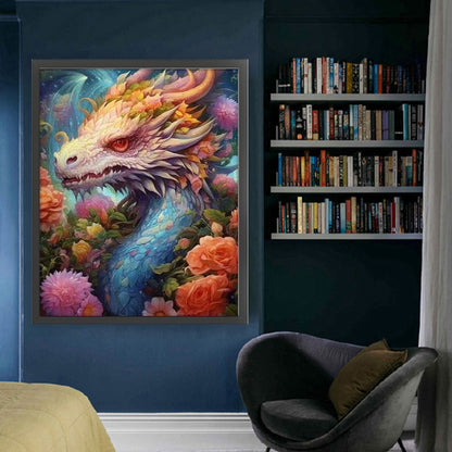 Flower Dragon - 11CT Stamped Cross Stitch 50*60CM