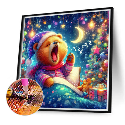 Waking Up Bear And Moon - Full Round Drill Diamond Painting 40*40CM