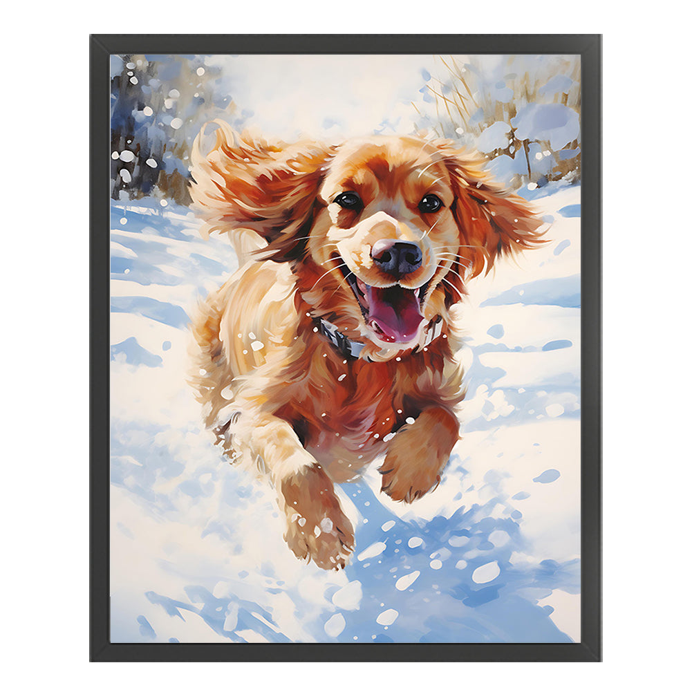 Puppy In Snow - 11CT Stamped Cross Stitch 40*50CM