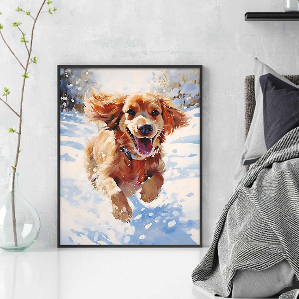 Puppy In Snow - 11CT Stamped Cross Stitch 40*50CM