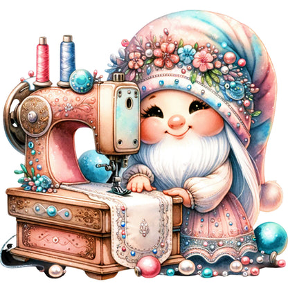 Sewing Machine Gnome - 18CT Stamped Cross Stitch 30*30CM