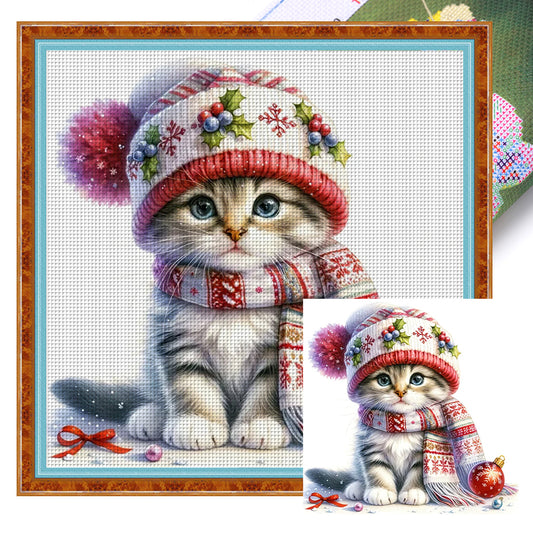 Winter Cat - 18CT Stamped Cross Stitch 30*30CM