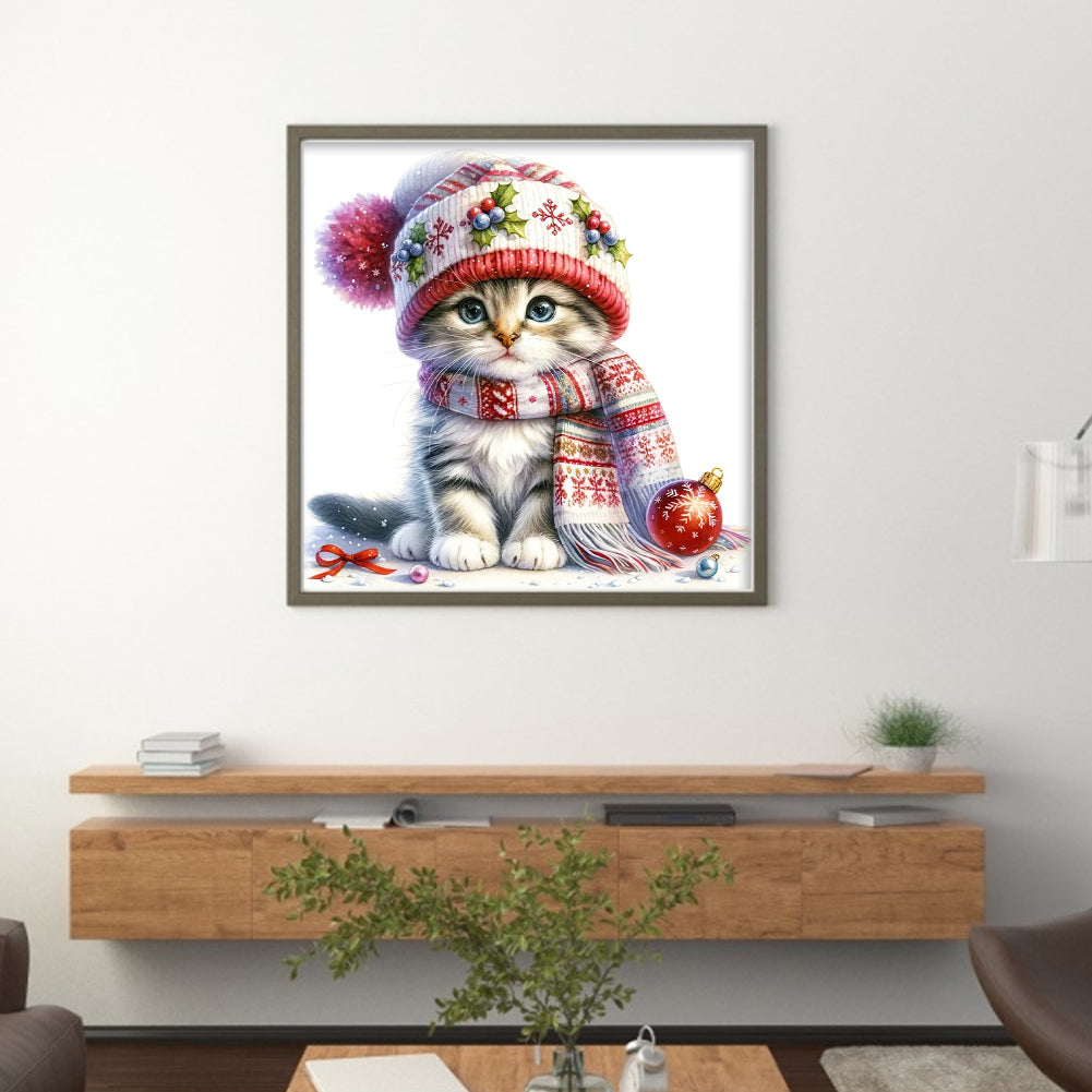 Winter Cat - 18CT Stamped Cross Stitch 30*30CM