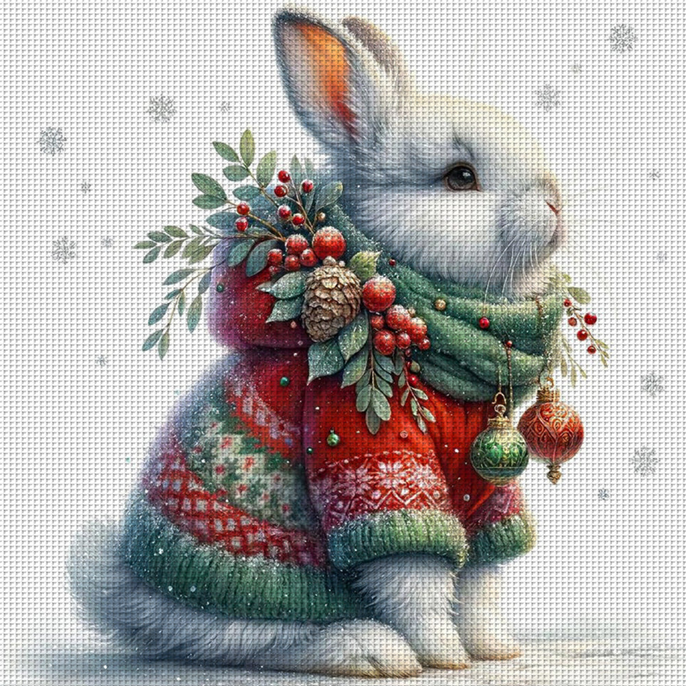 Winter Rabbit - 18CT Stamped Cross Stitch 30*30CM