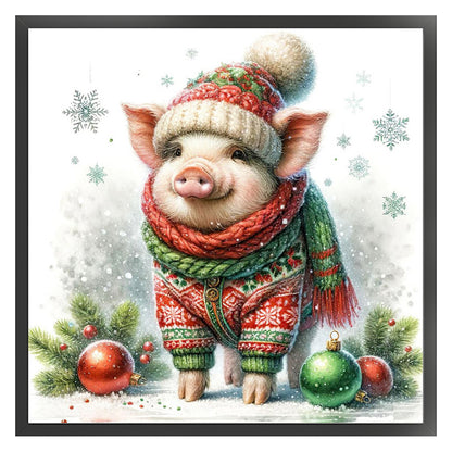 Winter Piggy - 18CT Stamped Cross Stitch 30*30CM