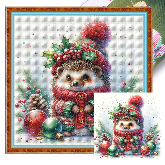 Winter Hedgehog - 18CT Stamped Cross Stitch 30*30CM