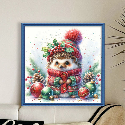 Winter Hedgehog - 18CT Stamped Cross Stitch 30*30CM