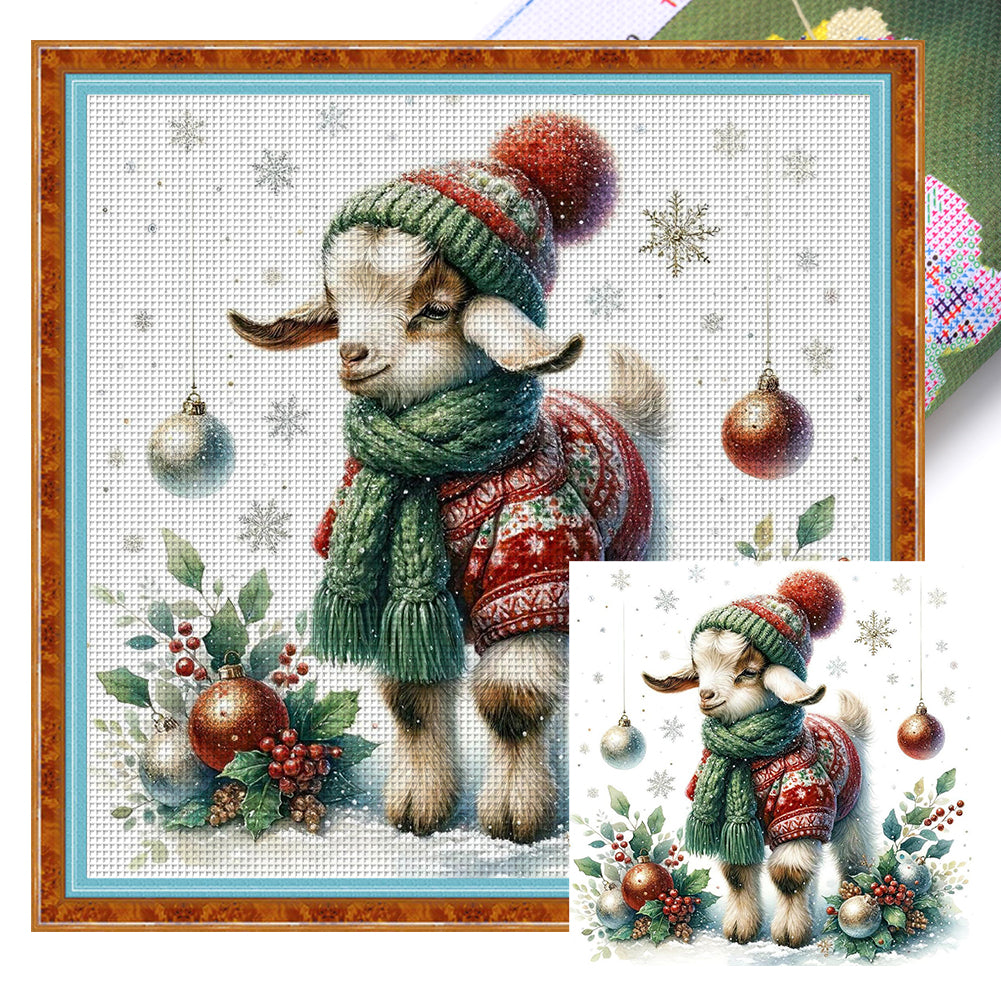 Winter Lamb - 18CT Stamped Cross Stitch 30*30CM