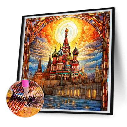 Glass Wind Cloud Castle - Full Round Drill Diamond Painting 30*30CM