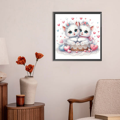 Pair Of White Cats - Full Round Drill Diamond Painting 30*30CM