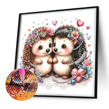 Pair Of Hedgehogs - Full Round Drill Diamond Painting 30*30CM