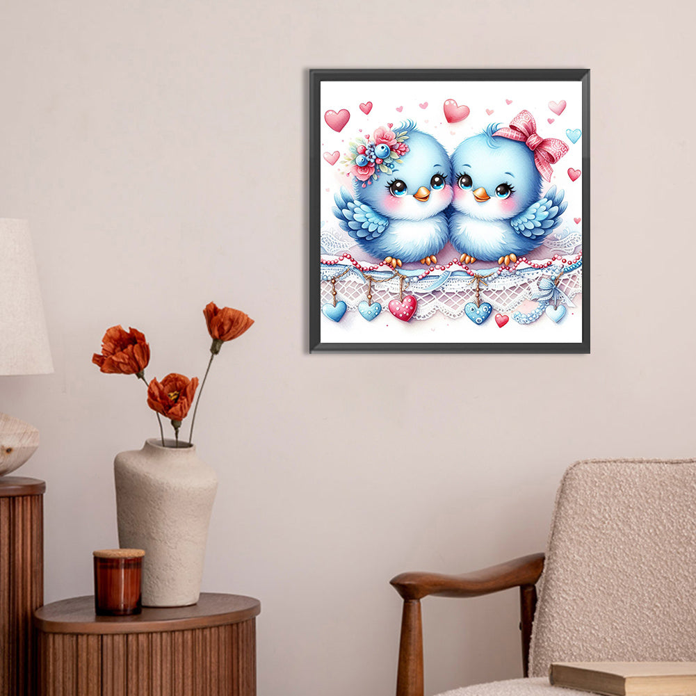 Pair Of Bluebirds - Full Round Drill Diamond Painting 30*30CM