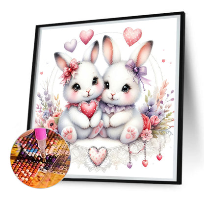 Pair Of White Rabbits - Full Round Drill Diamond Painting 30*30CM