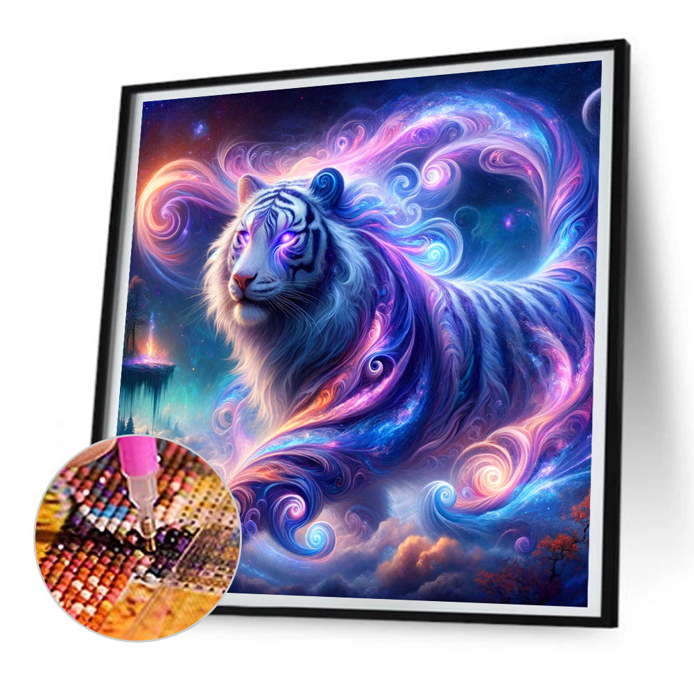Atmosphere Purple Tiger - Full Round Drill Diamond Painting 30*30CM