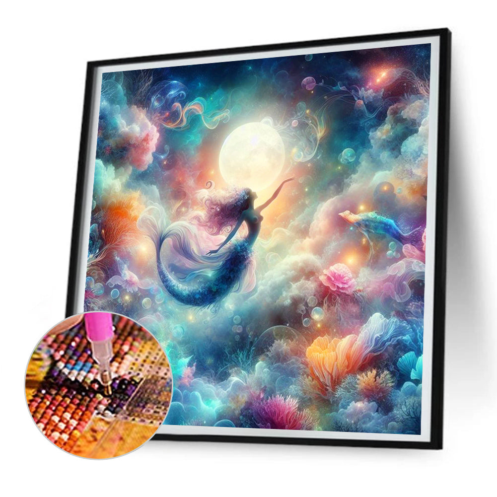 Mermaid By The Moon - Full Round Drill Diamond Painting 30*30CM