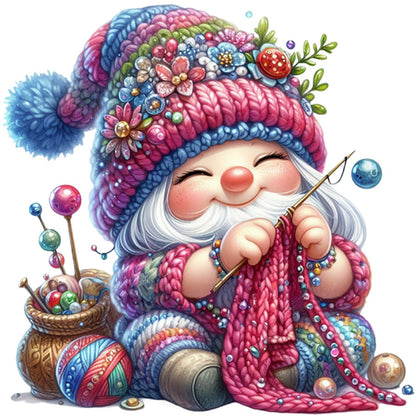 Gnome Knitting A Sweater - 11CT Stamped Cross Stitch 45*45CM