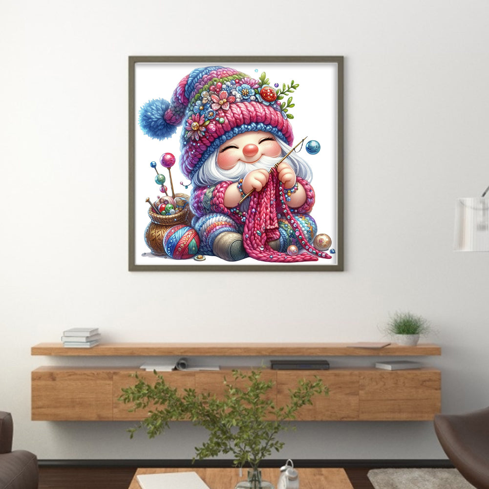 Gnome Knitting A Sweater - 11CT Stamped Cross Stitch 45*45CM