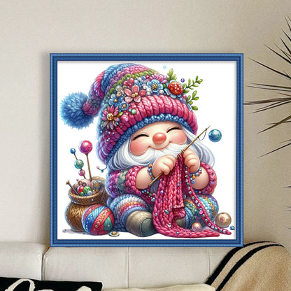 Gnome Knitting A Sweater - 11CT Stamped Cross Stitch 45*45CM