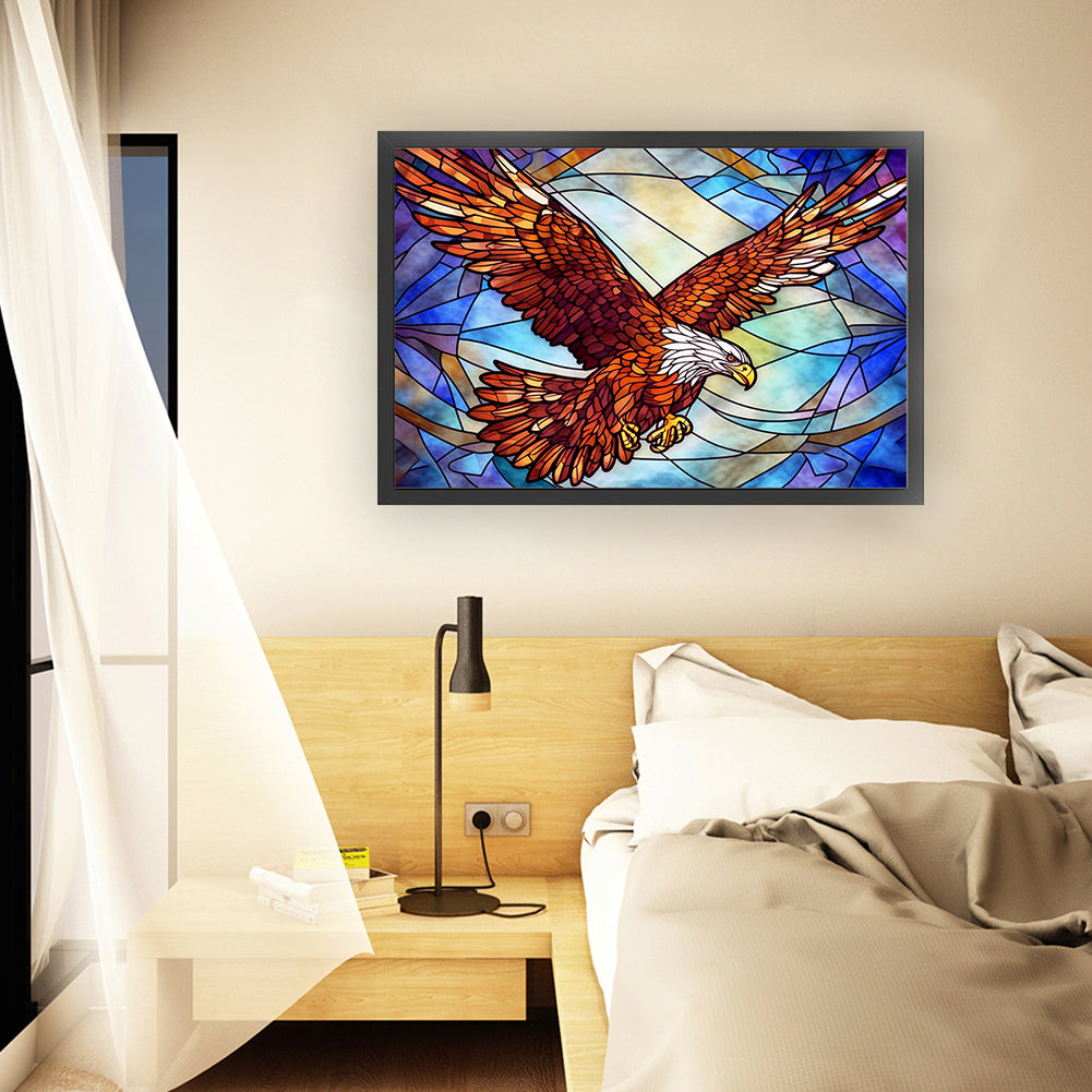 Glass Painting-Eagle - 11CT Stamped Cross Stitch 60*40CM