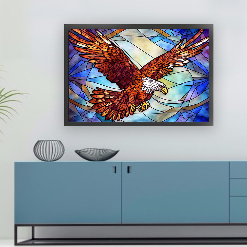 Glass Painting-Eagle - 11CT Stamped Cross Stitch 60*40CM