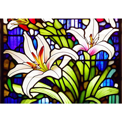 Glass Painting-Lily - 11CT Stamped Cross Stitch 60*45CM