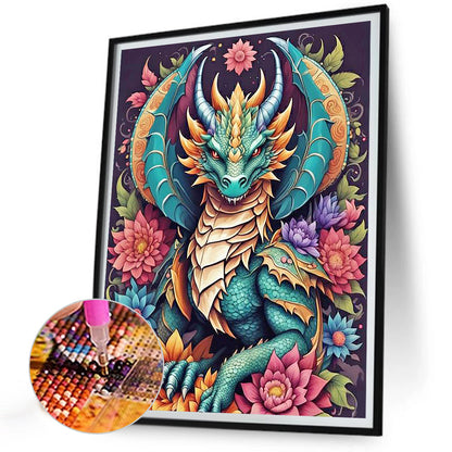 Dragon In Flowers - Full Round Drill Diamond Painting 30*40CM