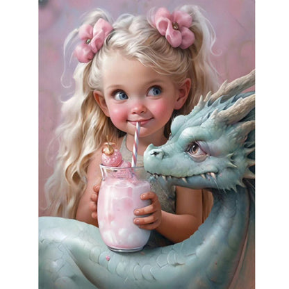 Dragon And Little Girl - Full Round Drill Diamond Painting 30*40CM