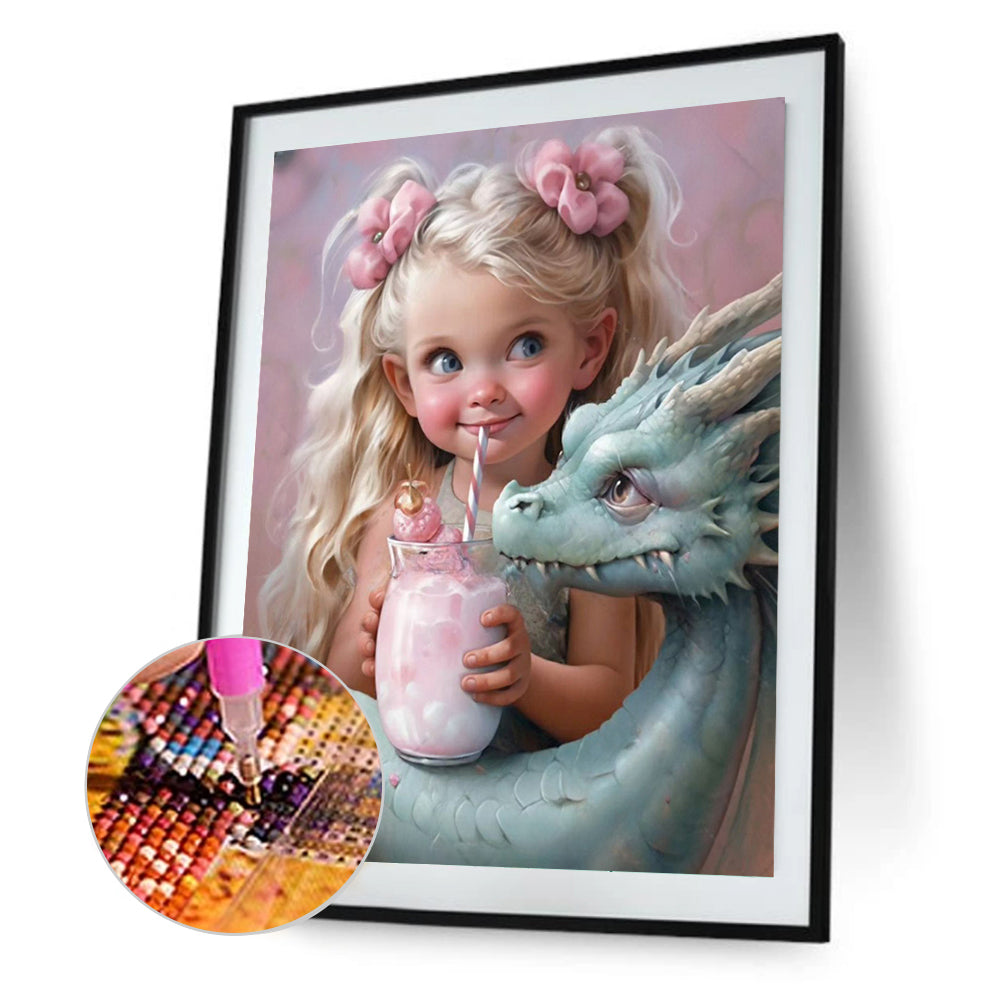 Dragon And Little Girl - Full Round Drill Diamond Painting 30*40CM