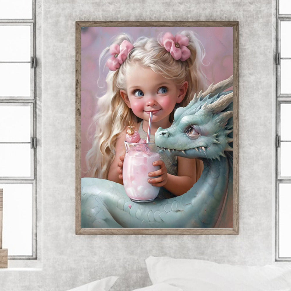 Dragon And Little Girl - Full Round Drill Diamond Painting 30*40CM