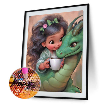 Dragon And Little Girl - Full Round Drill Diamond Painting 30*40CM