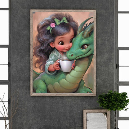 Dragon And Little Girl - Full Round Drill Diamond Painting 30*40CM