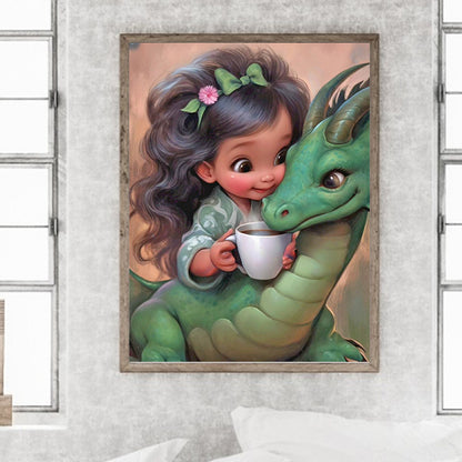 Dragon And Little Girl - Full Round Drill Diamond Painting 30*40CM