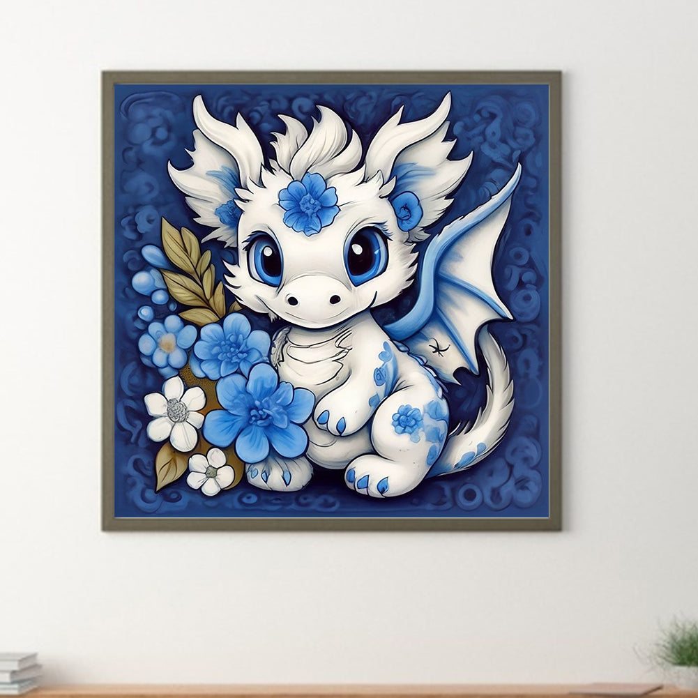 White Dragon - Full Round Drill Diamond Painting 30*30CM