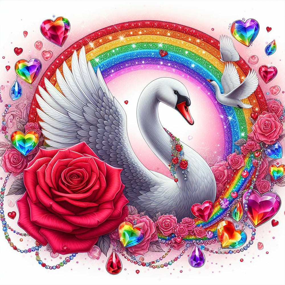 Rainbow Swan - Full Round Drill Diamond Painting 30*30CM