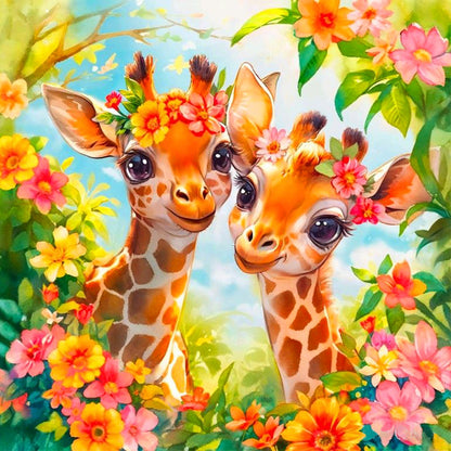 Two Giraffes - Full Round Drill Diamond Painting 30*30CM