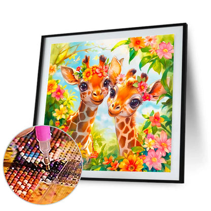 Two Giraffes - Full Round Drill Diamond Painting 30*30CM