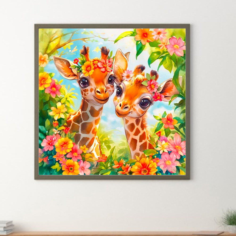 Two Giraffes - Full Round Drill Diamond Painting 30*30CM