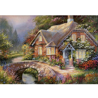 Waterside Cottage - 11CT Stamped Cross Stitch 55*40CM