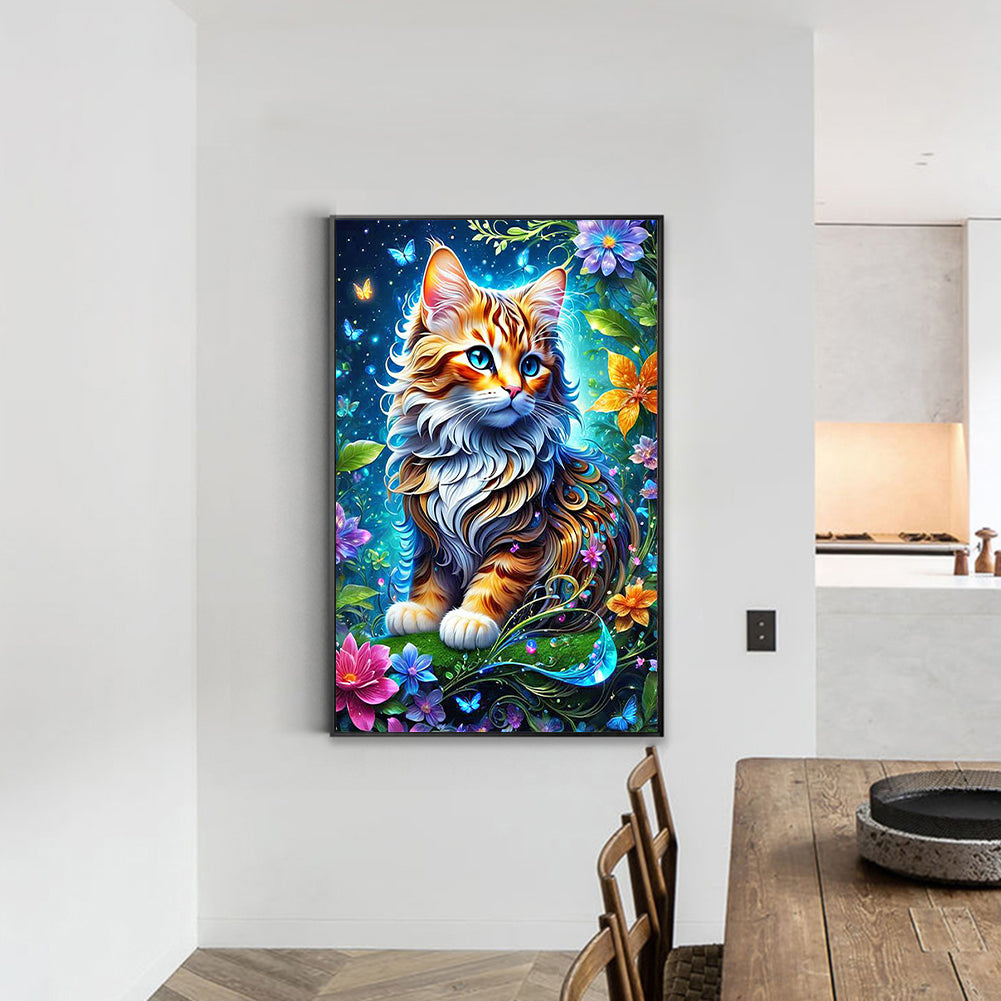 Glowing Cat - Full Round Drill Diamond Painting 40*60CM