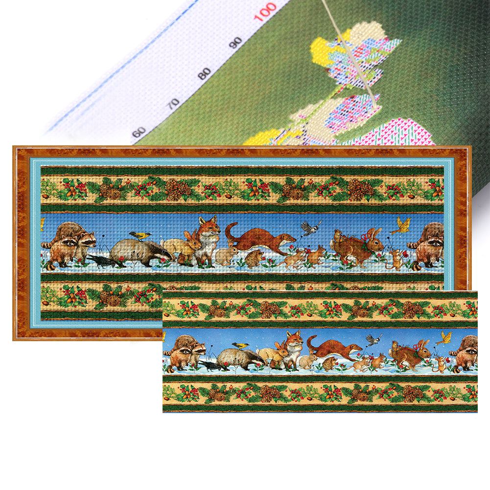 Christmas Animals - 11CT Stamped Cross Stitch 120*55CM