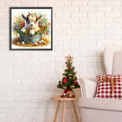 Iron Bucket Lamb - Full Round Drill Diamond Painting 30*30CM