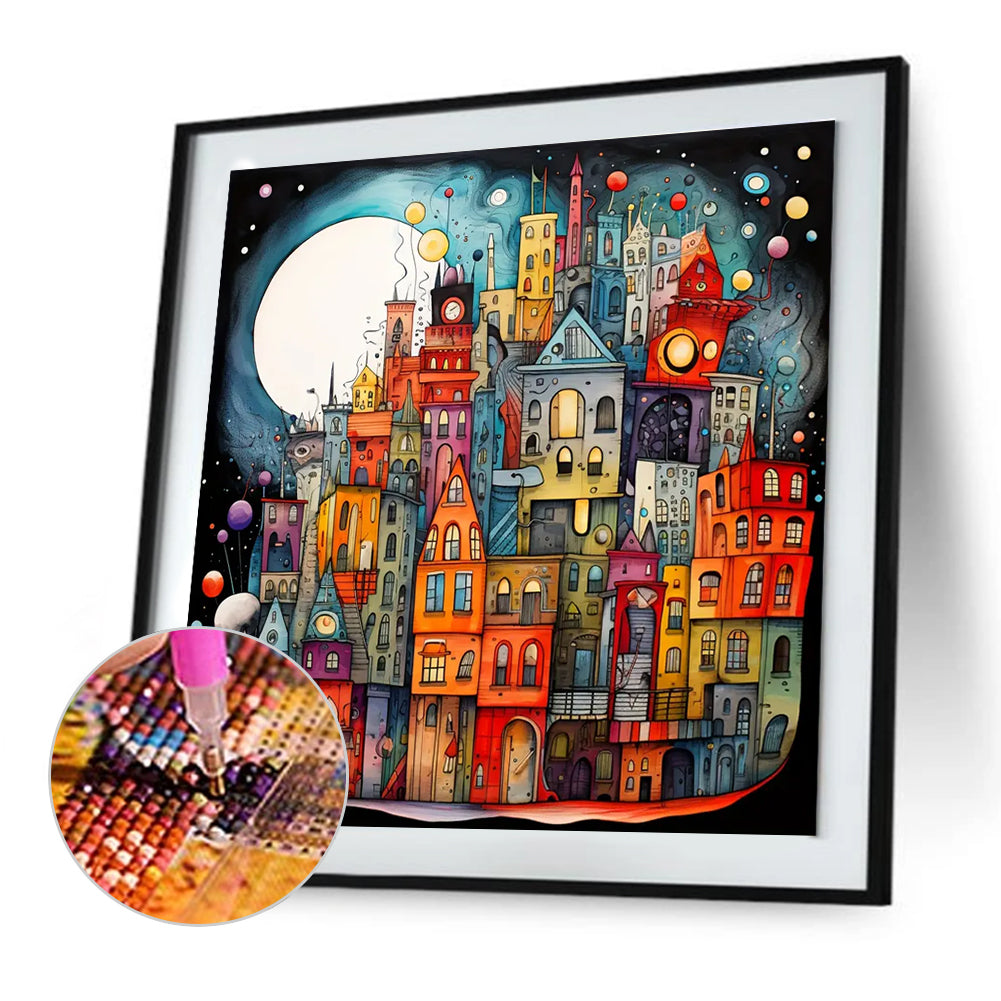 Color Cartoon Houses - Full Round Drill Diamond Painting 30*30CM