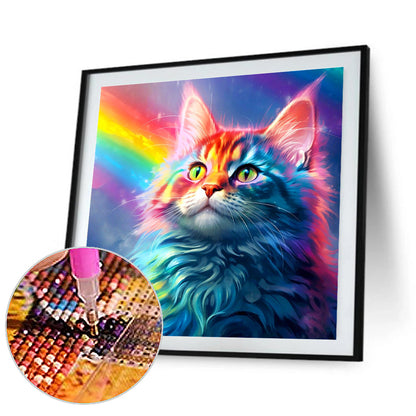 Rainbow Cat Cat - Full Round Drill Diamond Painting 30*30CM