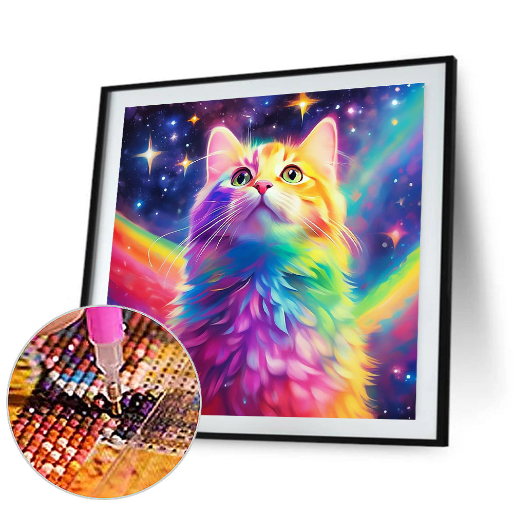 Rainbow Cat - Full Round Drill Diamond Painting 30*30CM