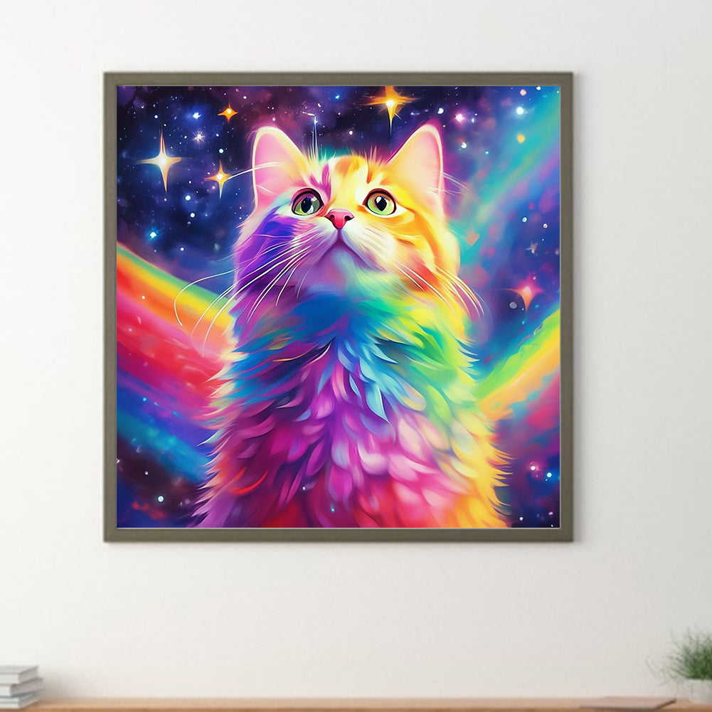 Rainbow Cat - Full Round Drill Diamond Painting 30*30CM