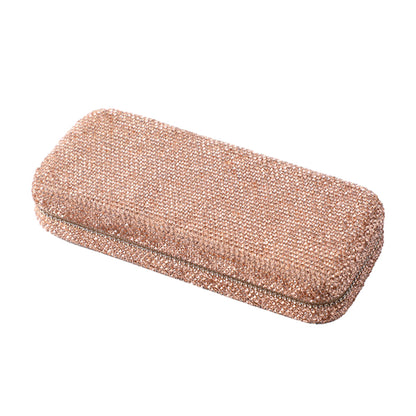 Diamond Eye Glasses Case Bling Rhinestones Eyeglass Storage Cases Box (Orange)