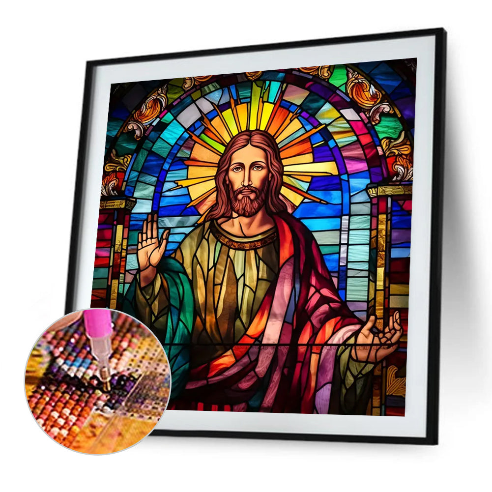 Glass Painting Jesus - Full Square Drill Diamond Painting 45*45CM