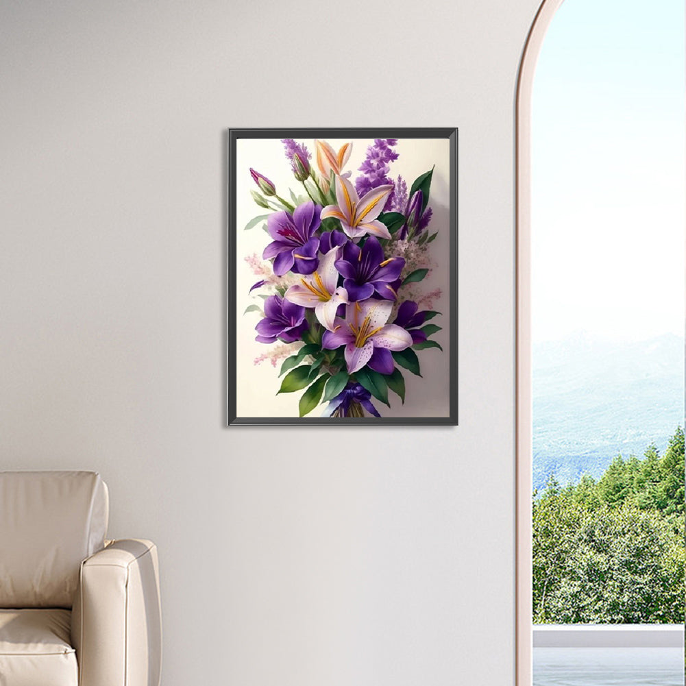 Purple Lily - Full Square Drill Diamond Painting 30*40CM